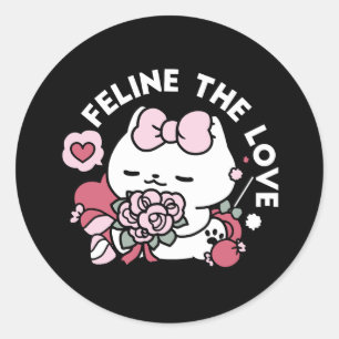 Feline the Love - Cute Valentine’s Cat Design Classic Round Sticker