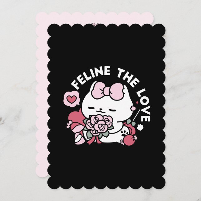 Feline the Love - Cute Valentine’s Cat Design Holiday Card (Front/Back)