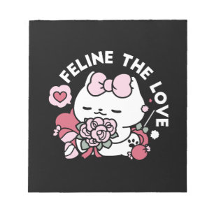 Feline the Love - Cute Valentine’s Cat Design Notepad