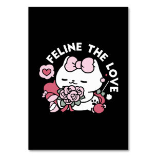 Feline the Love - Cute Valentine’s Cat Design Table Number