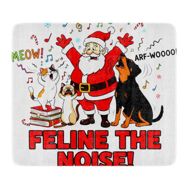 Feline the Noise: Santa’s Musical Mayhem Cutting Board (Front)