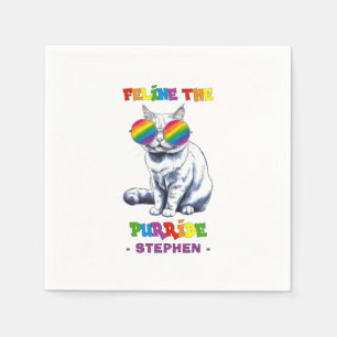 Feline The Purride - Cool Pride Cat LGBTQ Napkin