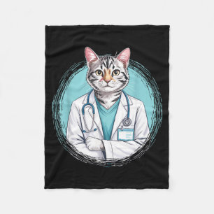 Feline veterinarian cat doctor stethoscope medical fleece blanket