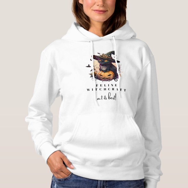Feline Witchcraft at its Best Funny Hoodie (Front)