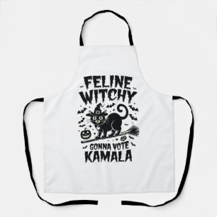 Feline Witchy Gonna Vote Kamala Halloween Apron