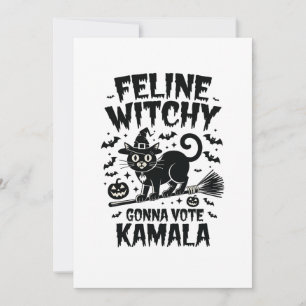 Feline Witchy Gonna Vote Kamala Halloween Holiday Card