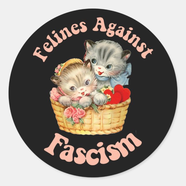 Felines Against Fascism Classic Round Sticker (Front)