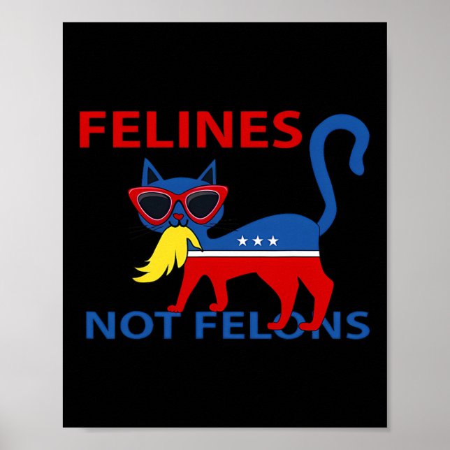 Felines Not Felons Funny Kamala Cat Lady With Trum Poster (Front)