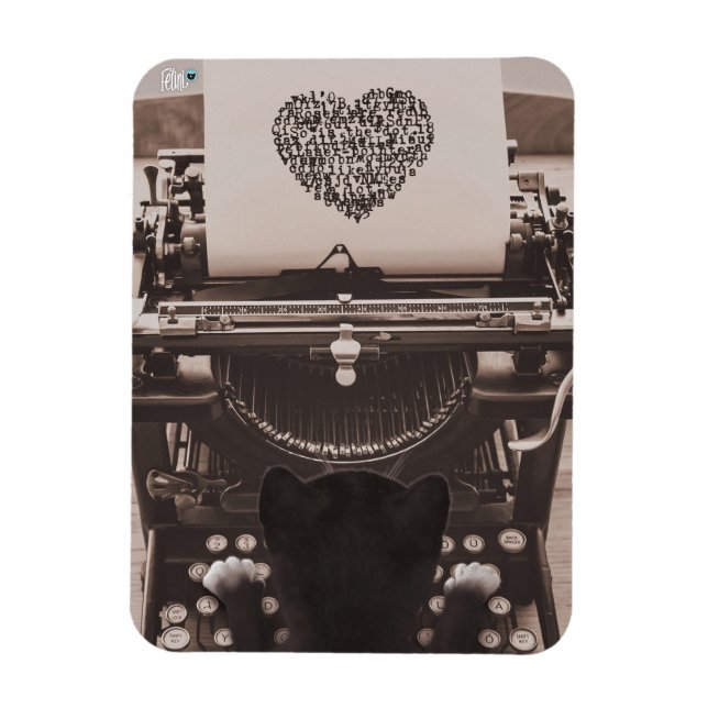 Felini Cat Typing Valentine's Heart - Magnet (Vertical)
