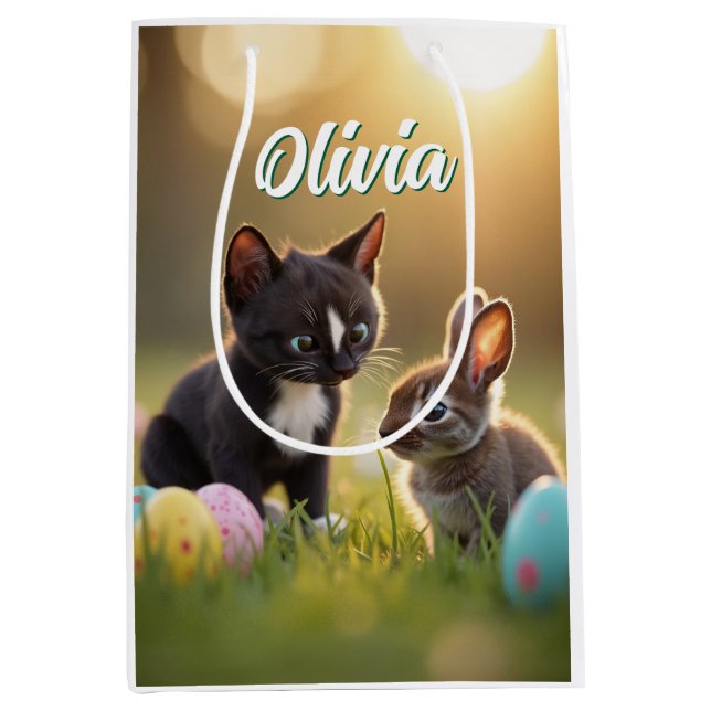 Felini & Fluffy: An Easter Tale of Two Friends Medium Gift Bag (Front)