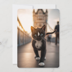 Felini Strolling Over Tower Bridge: A London Tail Holiday Card