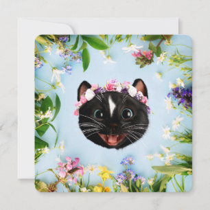 Felini the Cat – Spring Blossom Crown Cutie Holiday Card