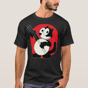 Felix Cat Plays Banjo Vintage Cartoon Retro Graphi T-Shirt