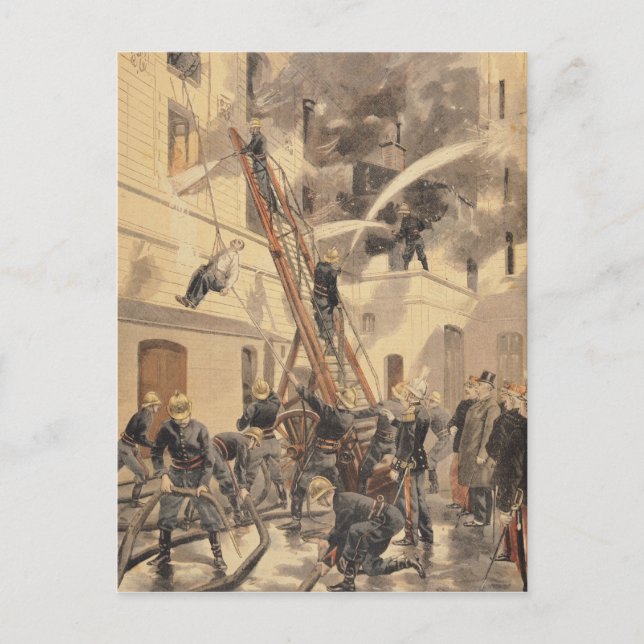 Felix Faure  with the firemen Postcard (Front)