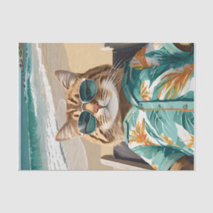 Felix Kicking Back, Maine Coon on Beach Tissue Paper