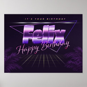 Felix Name Vorname lila retro Poster Geburtstag