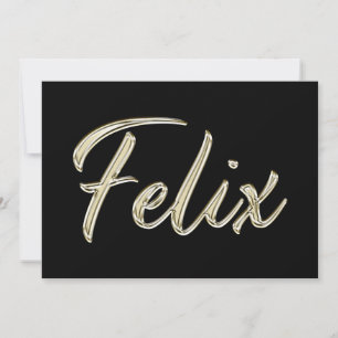 Felix Name white gold Handwriting Card