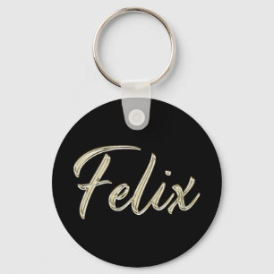 Felix Name whitegold Button Schlüsselanhänger Key Ring