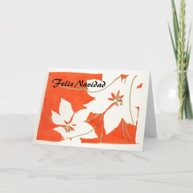 Felix Navidad — Poinsetia Holiday Card (Front)