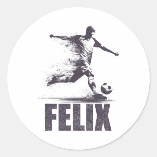 Felix Soccer Boys Personalised First Name Felix  Classic Round Sticker
