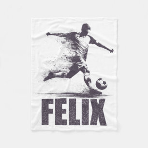 Felix Soccer Boys Personalised First Name Felix Fleece Blanket
