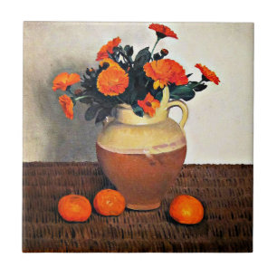 Felix Vallotton art, Marigolds and Tangerines Ceramic Tile