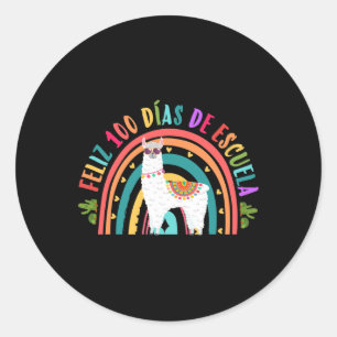 Feliz 100 Dias De Escuela 100 Days Of School Spani Classic Round Sticker