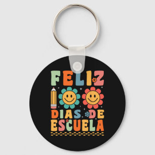 Feliz 100 Dias De Escuela Groovy 100 Days Spanish  Key Ring