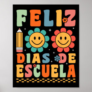 Feliz 100 Dias De Escuela Groovy 100 Days Spanish  Poster