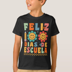 Feliz 100 Dias De Escuela Groovy 100 Days Spanish  T-Shirt