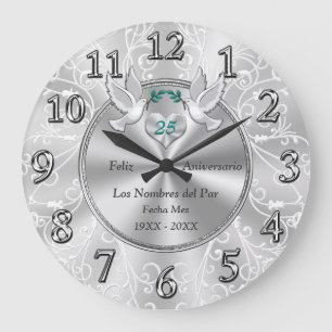 Feliz 25 Aniversario Reloj Large Clock