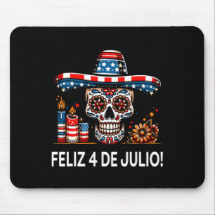 Feliz 4 De Julio Mexican Latina Proud Usa Flag Col Mouse Pad