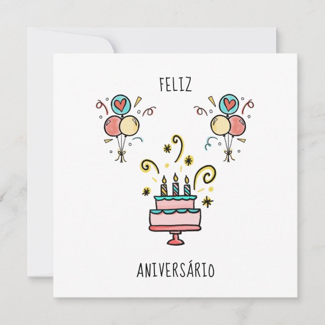 Feliz Aniversário | Happy Birthday Card (Front)