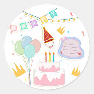 Feliz Aniversário Happy Birthday  Classic Round Sticker