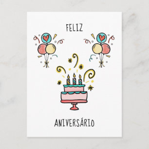 Feliz Aniversário   Happy Birthday Postcard