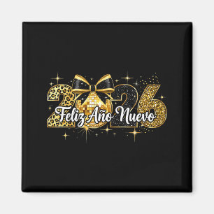 Feliz Año Nuevo 2026 Disco Ball Happy New Year Magnet