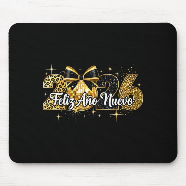 Feliz Año Nuevo 2026 Disco Ball Happy New Year  Mouse Pad (Front)