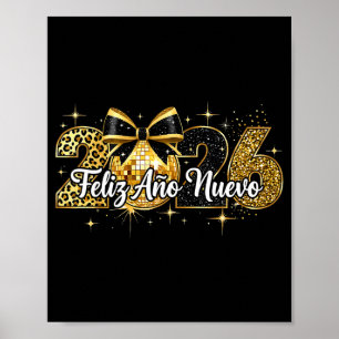 Feliz Año Nuevo 2026 Disco Ball Happy New Year Poster
