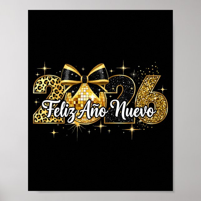 Feliz Año Nuevo 2026 Disco Ball Happy New Year  Poster (Front)