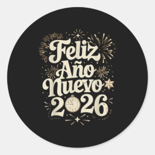 Feliz Año Nuevo 2026 Happy New Year Spanish Mexica Classic Round Sticker