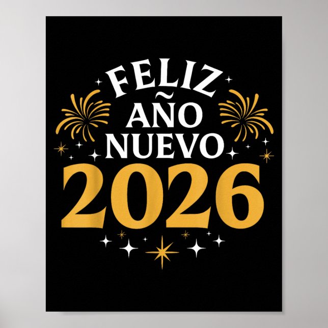 Feliz Año Nuevo 2026 Spanish New Years Eve Party  Poster (Front)