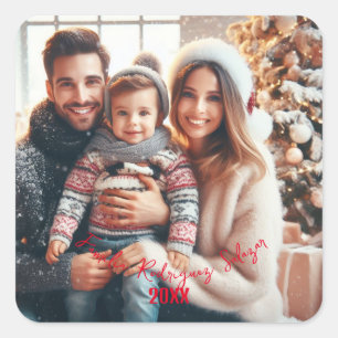 Feliz Año Nuevo Elegant Calligraphy Script Photo Square Sticker