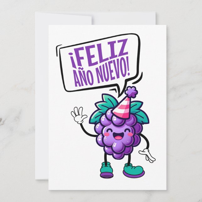 Feliz Año Nuevo Uvas Spanish Happy New Year Invitation (Front)