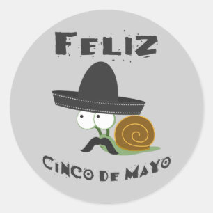 Feliz Cinco De Mayo Snail Classic Round Sticker