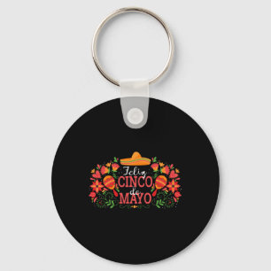 Feliz Cinco De Mayo With Guitar Cactus Sombrero Ma Key Ring