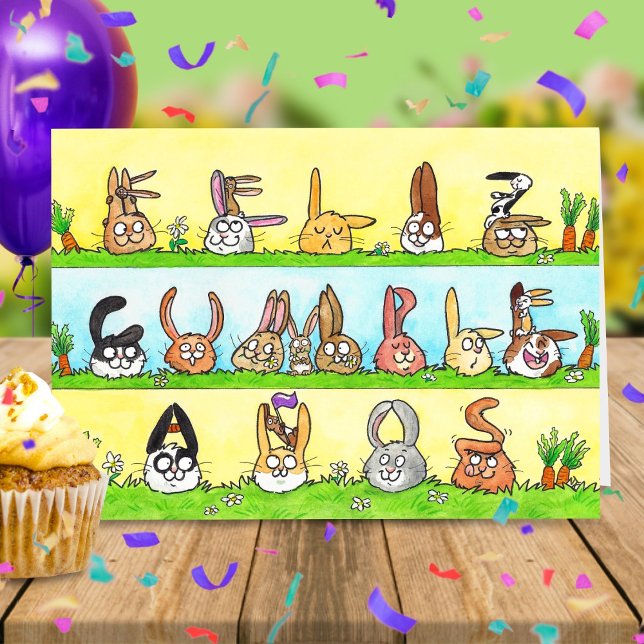 Feliz Cumpleaños Bunnies Greeting Card (Creator Uploaded)