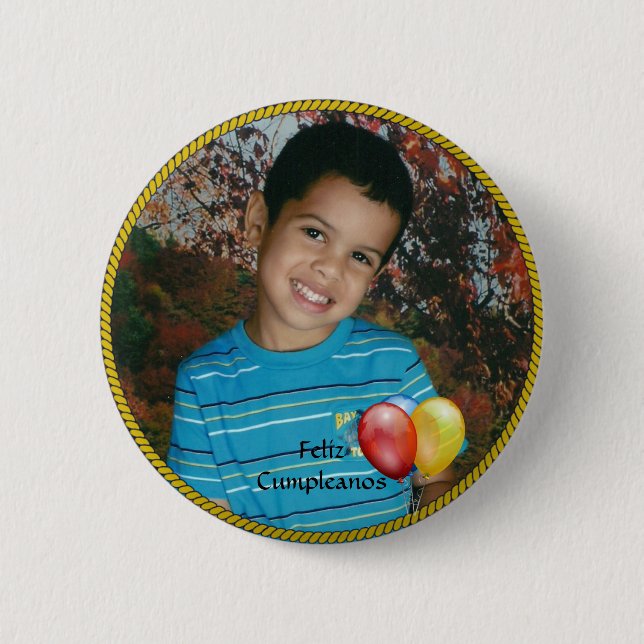 Feliz Cumpleanos Circle Photo Template 6 Cm Round Badge (Front)