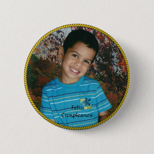 Feliz Cumpleanos Circle Photo Template 6 Cm Round Badge (Front)