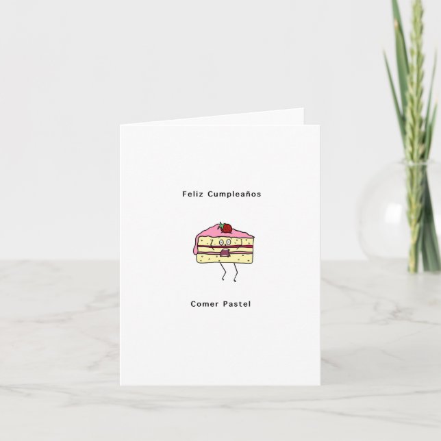 Feliz Cumpleanos Comer pastel, birthday card (Front)