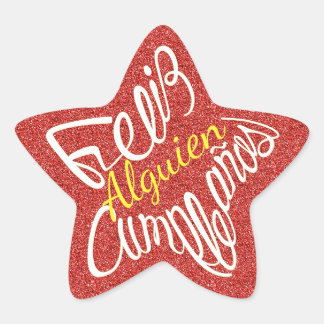 Feliz cumpleaños con estrellas star sticker